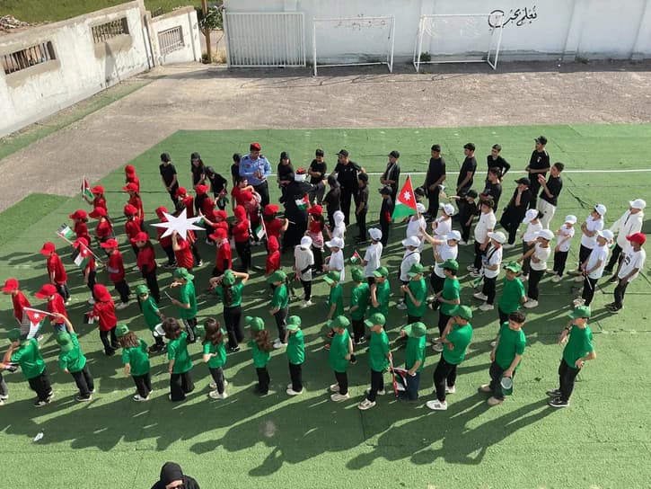 Students during the Flag Day formation
